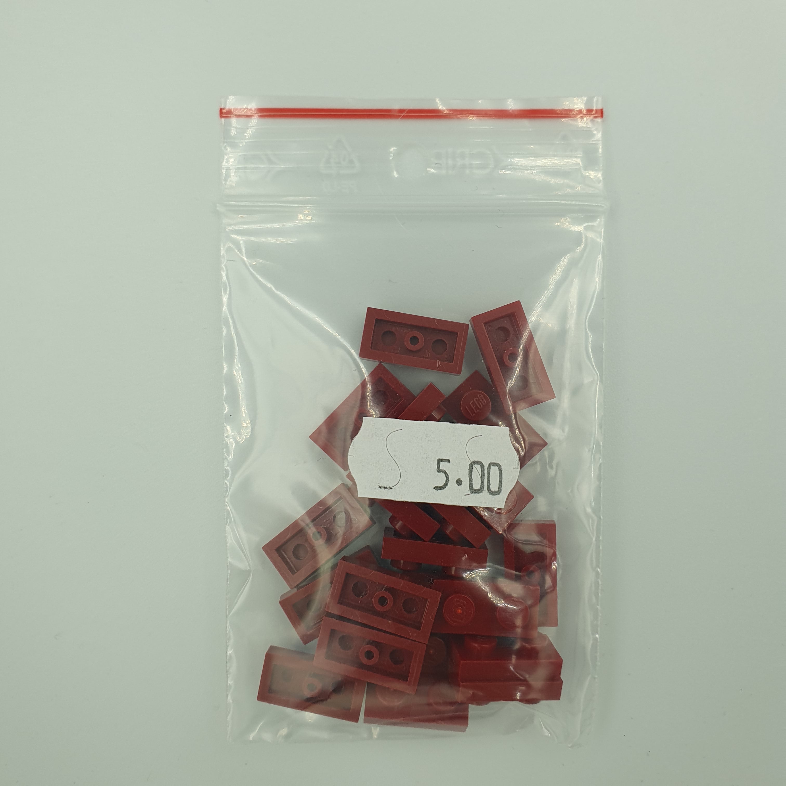 LEGO Plate 1x2 3023 Mørk Rød